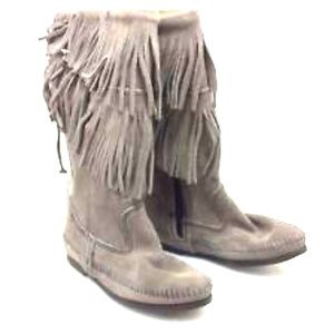 Make an offer! Minnetonka Fringe Boots 2 layer